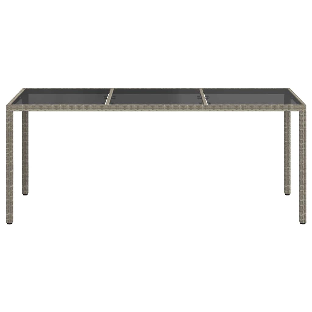 Tavolo Giardino Grigio 190x90x75 cm Vetro Temperato Polyrattan