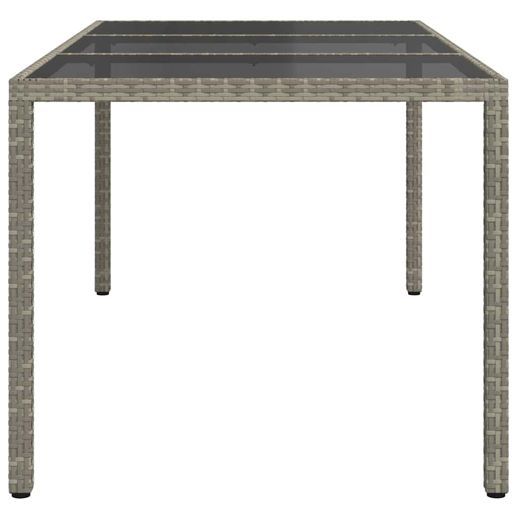 Tavolo Giardino Grigio 190x90x75 cm Vetro Temperato Polyrattan
