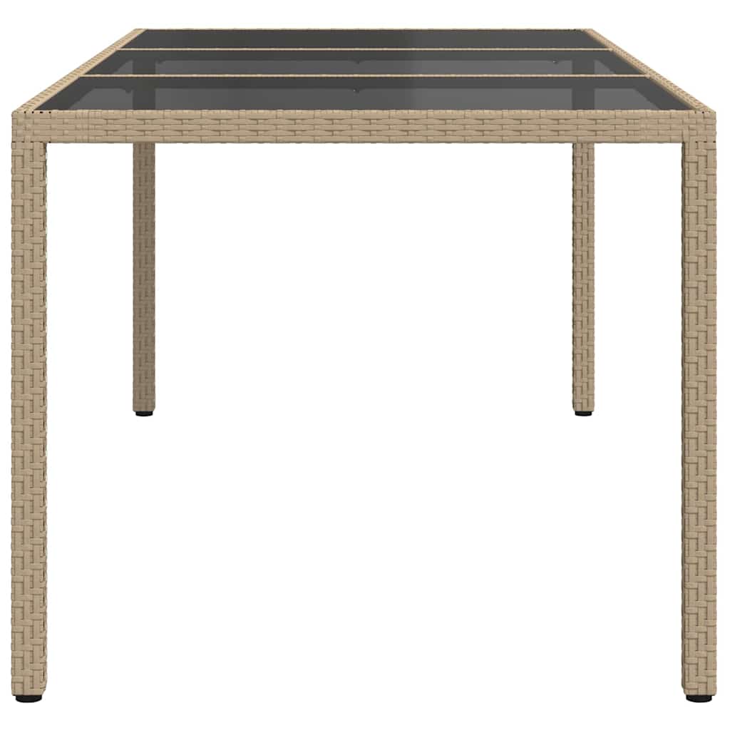 Tavolo Giardino Beige 190x90x75 cm Vetro Temperato Polyrattan