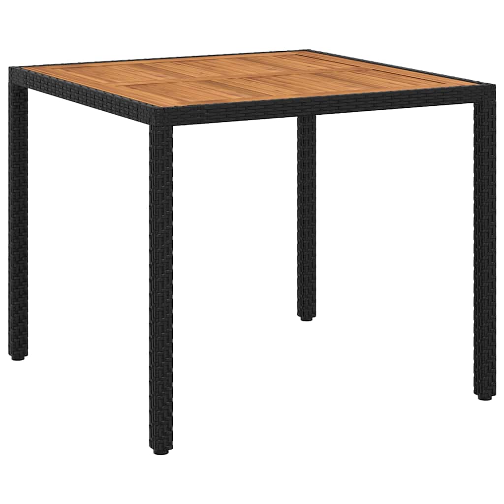 Tavolo da Giardino 90x90x75cm Polyrattan e Massello Acacia Nero