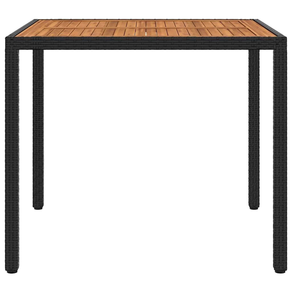 Tavolo da Giardino 90x90x75cm Polyrattan e Massello Acacia Nero