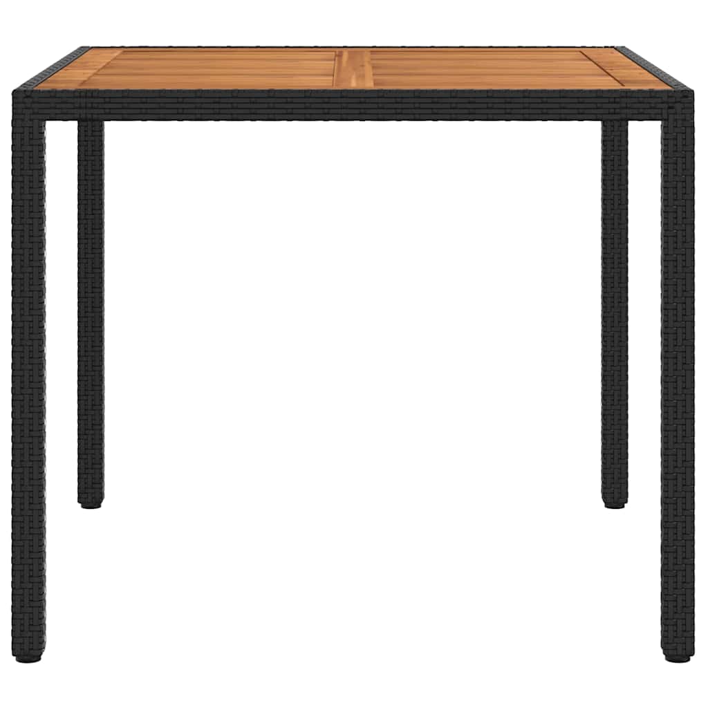 Tavolo da Giardino 90x90x75cm Polyrattan e Massello Acacia Nero