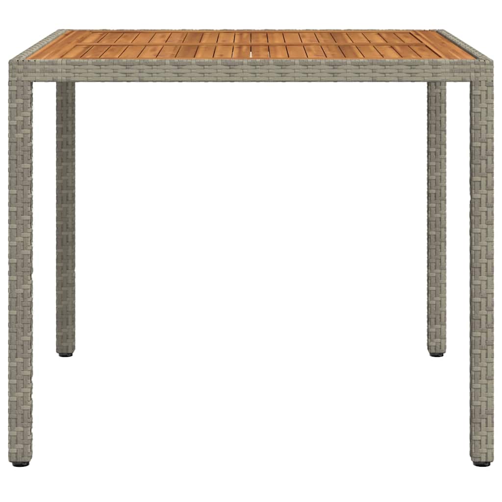 Tavolo Giardino 90x90x75cm Polyrattan e Massello Acacia Grigio