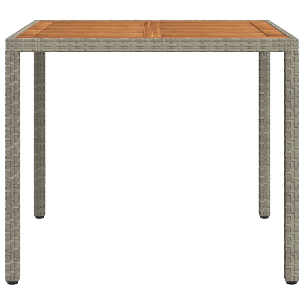 Tavolo Giardino 90x90x75cm Polyrattan e Massello Acacia Grigio