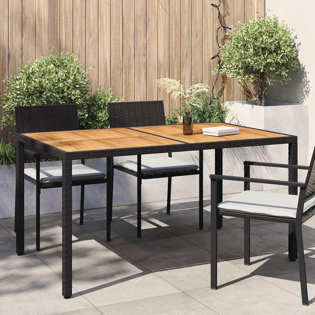Tavolo da Giardino 150x90x75 cm Polyrattan Legno di Acacia Nero