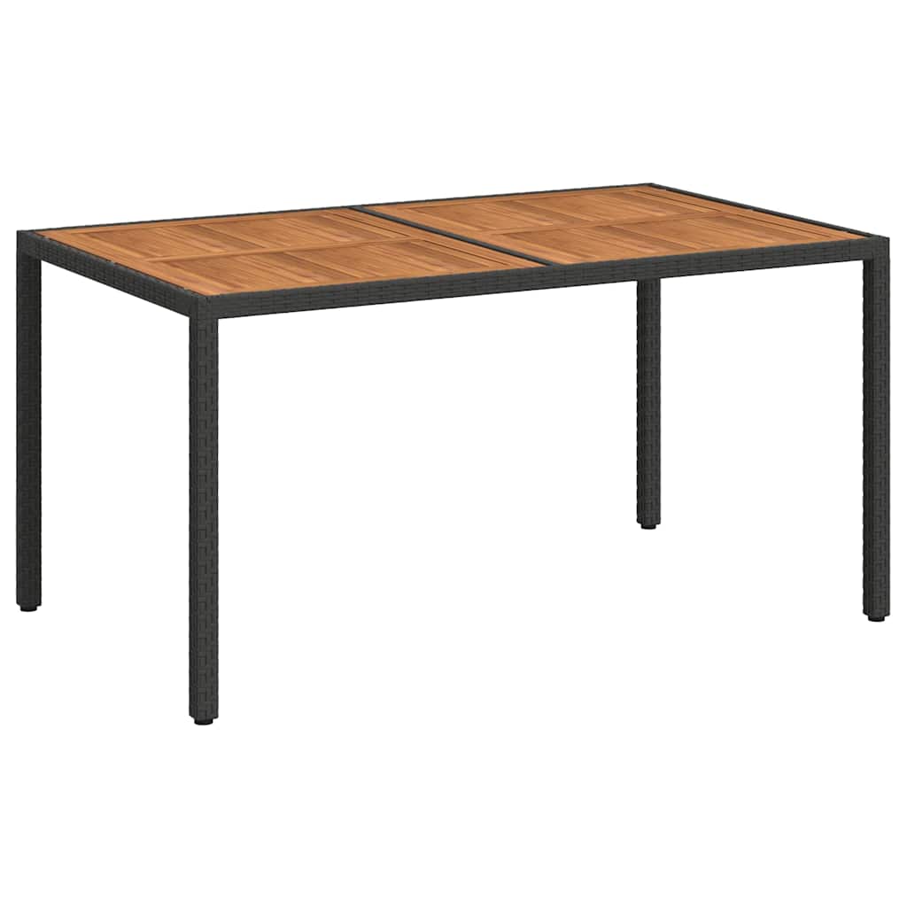 Tavolo da Giardino 150x90x75 cm Polyrattan Legno di Acacia Nero