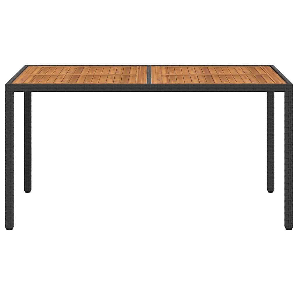 Tavolo da Giardino 150x90x75 cm Polyrattan Legno di Acacia Nero