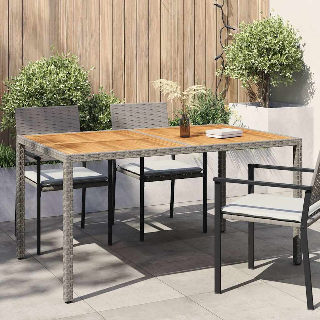 Tavolo Giardino 150x90x75 cm Polyrattan e Legno d'Acacia Grigio