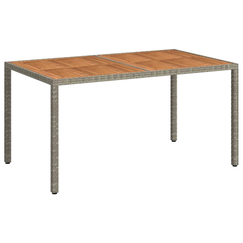 Tavolo Giardino 150x90x75 cm Polyrattan e Legno d'Acacia Grigio