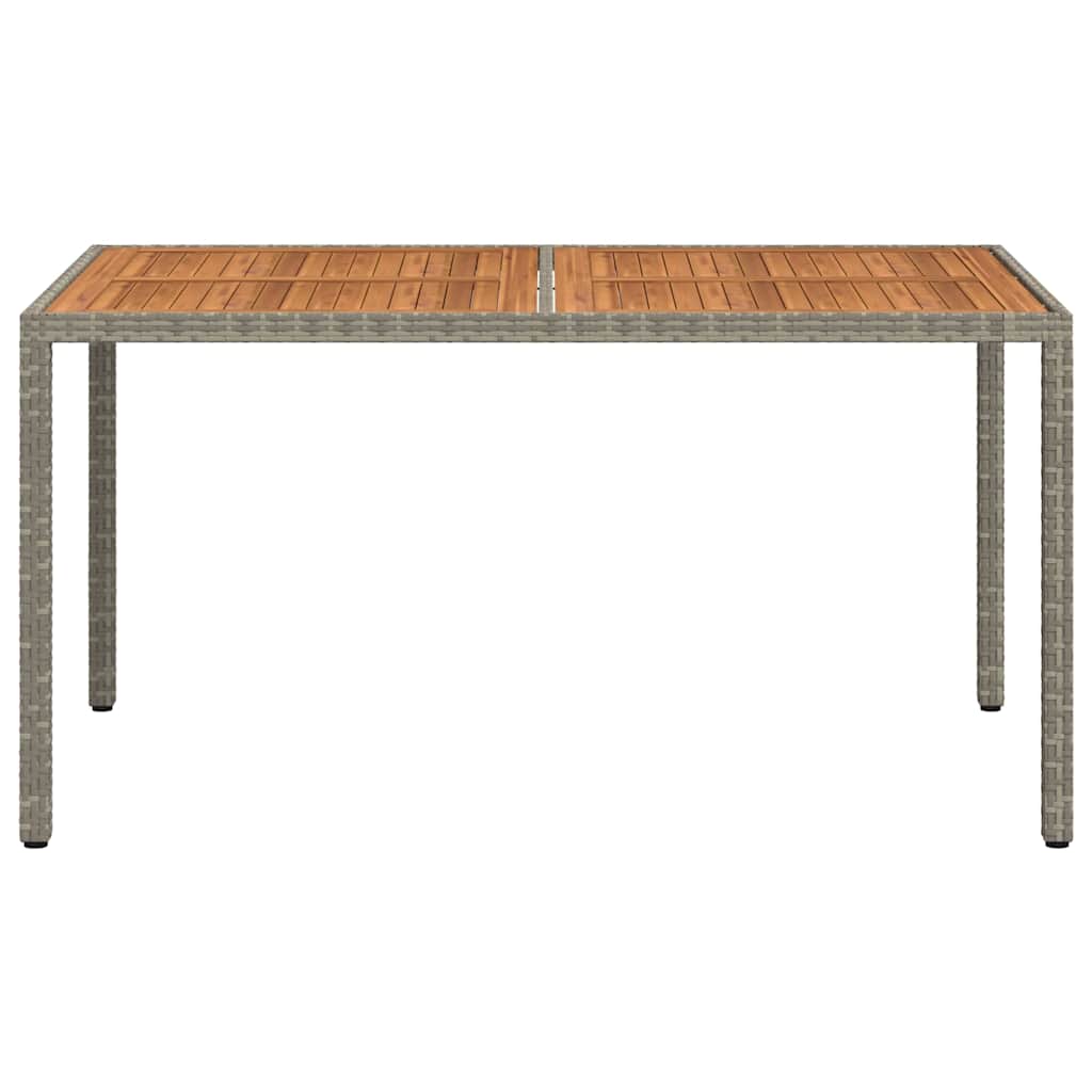 Tavolo Giardino 150x90x75 cm Polyrattan e Legno d'Acacia Grigio