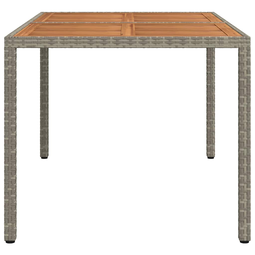 Tavolo Giardino 150x90x75 cm Polyrattan e Legno d'Acacia Grigio