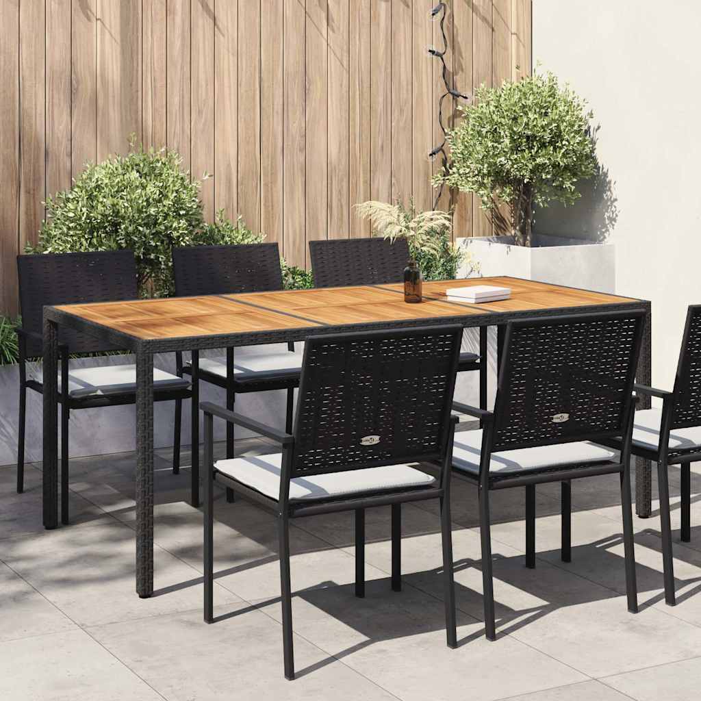 Tavolo da Giardino 190x90x75 cm Polyrattan Legno di Acacia Nero