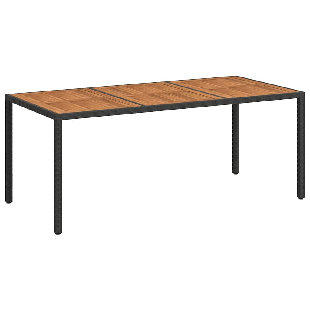 Tavolo da Giardino 190x90x75 cm Polyrattan Legno di Acacia Nero