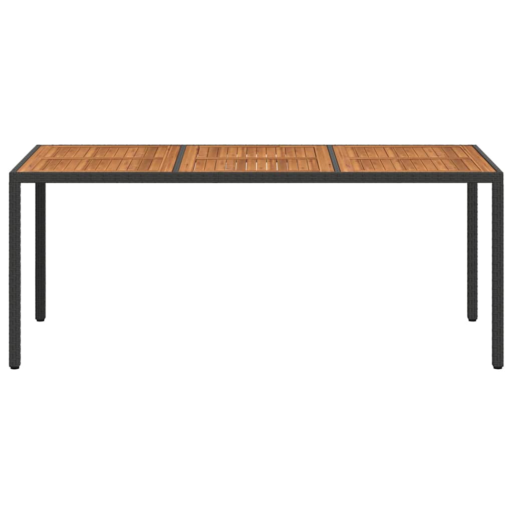 Tavolo da Giardino 190x90x75 cm Polyrattan Legno di Acacia Nero