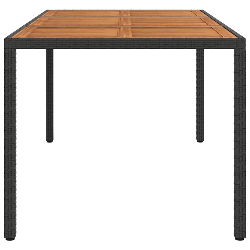 Tavolo da Giardino 190x90x75 cm Polyrattan Legno di Acacia Nero