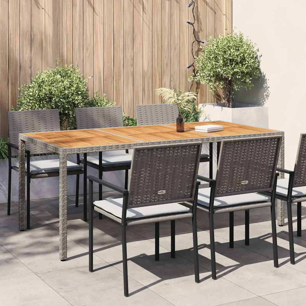 Tavolo Giardino 190x90x75 cm Polyrattan Legno di Acacia Grigio