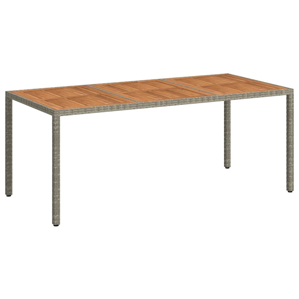 Tavolo Giardino 190x90x75 cm Polyrattan Legno di Acacia Grigio