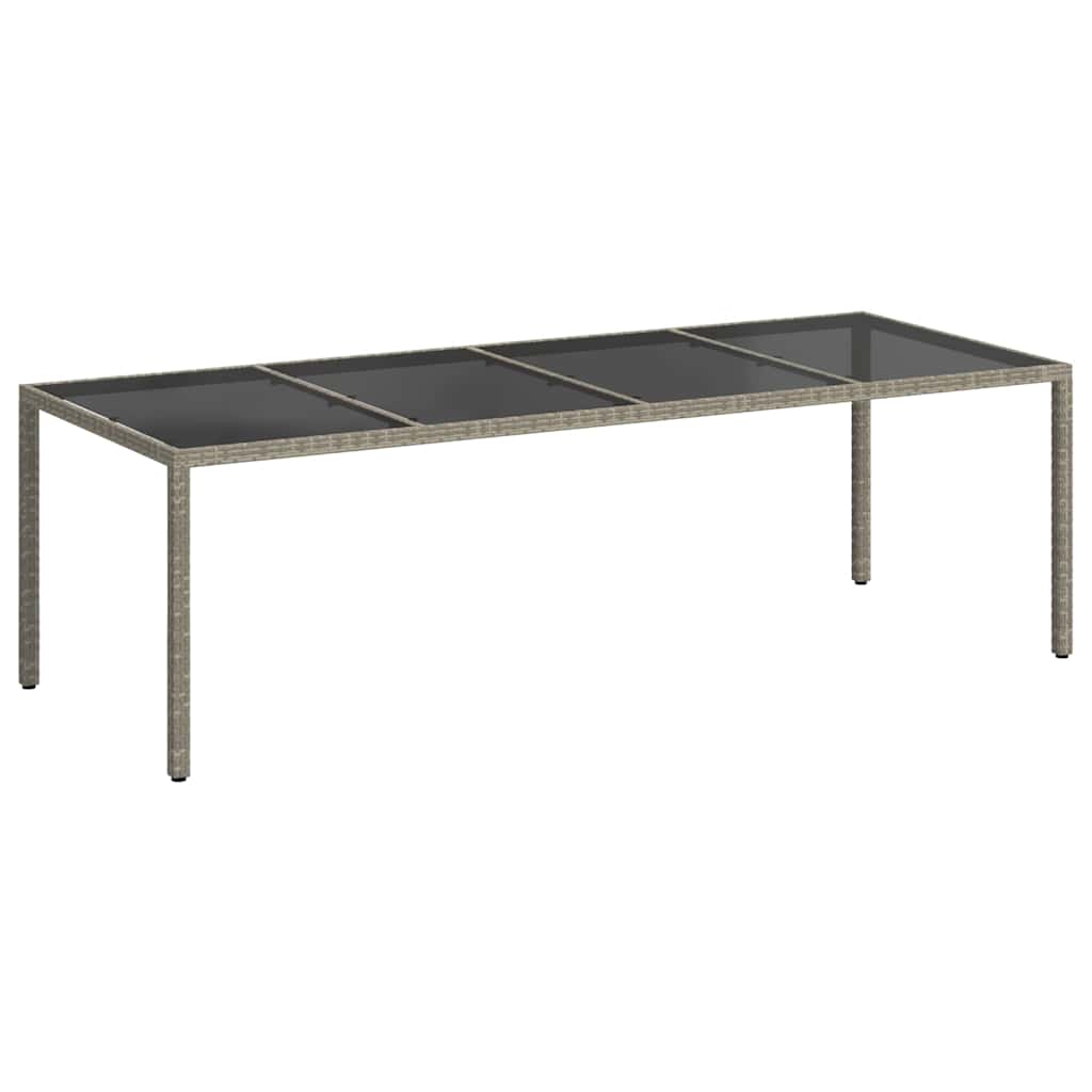 Tavolo Giardino Grigio 250x100x75cm Vetro Temperato Polyrattan