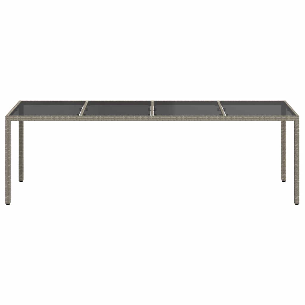 Tavolo Giardino Grigio 250x100x75cm Vetro Temperato Polyrattan