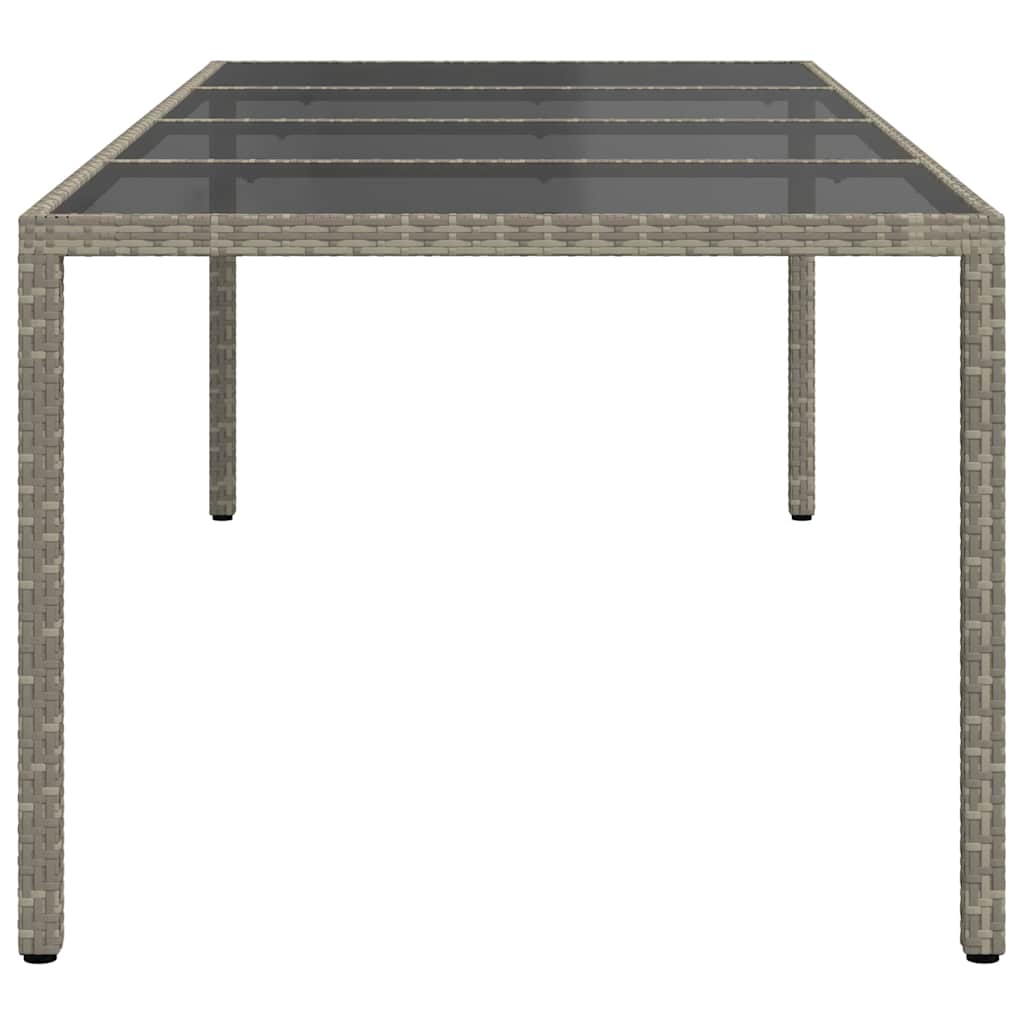 Tavolo Giardino Grigio 250x100x75cm Vetro Temperato Polyrattan