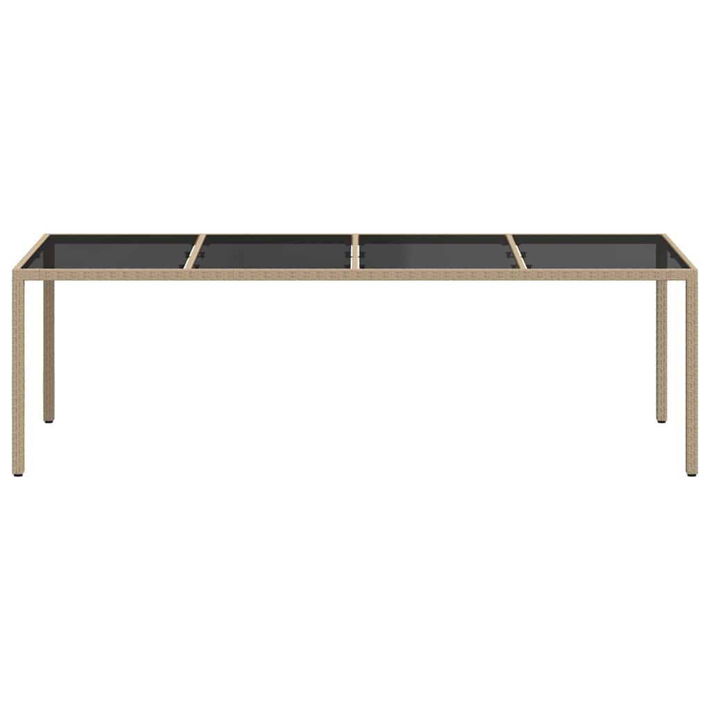 Tavolo Giardino Beige 250x100x75cm Vetro Temperato e Polyrattan