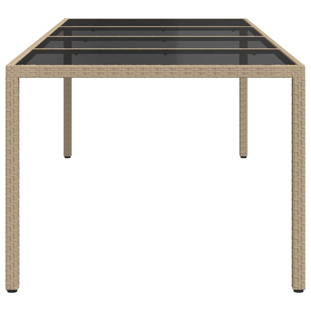 Tavolo Giardino Beige 250x100x75cm Vetro Temperato e Polyrattan