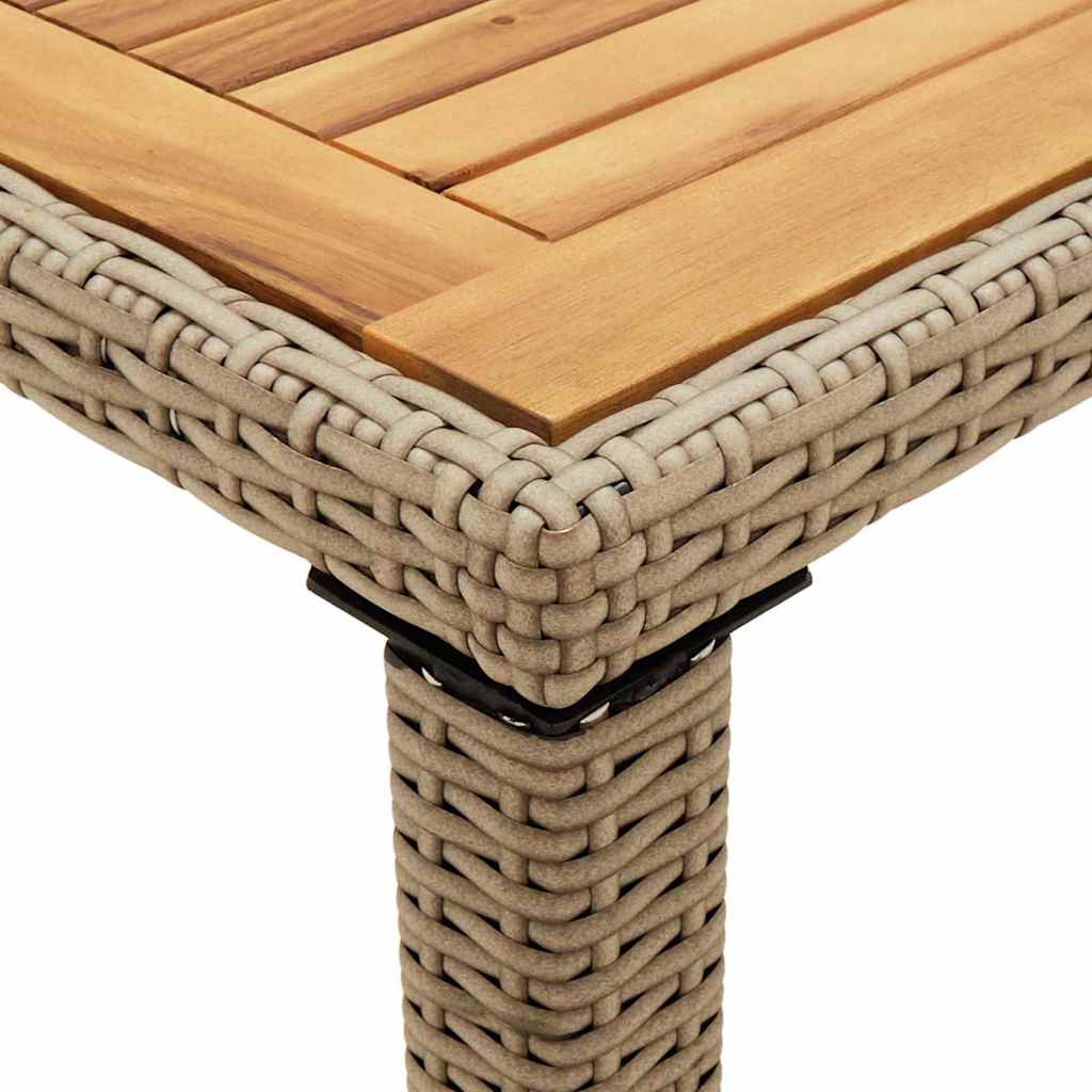 Tavolo Giardino Beige 123x60x74 cm Polyrattan e Massello Acacia