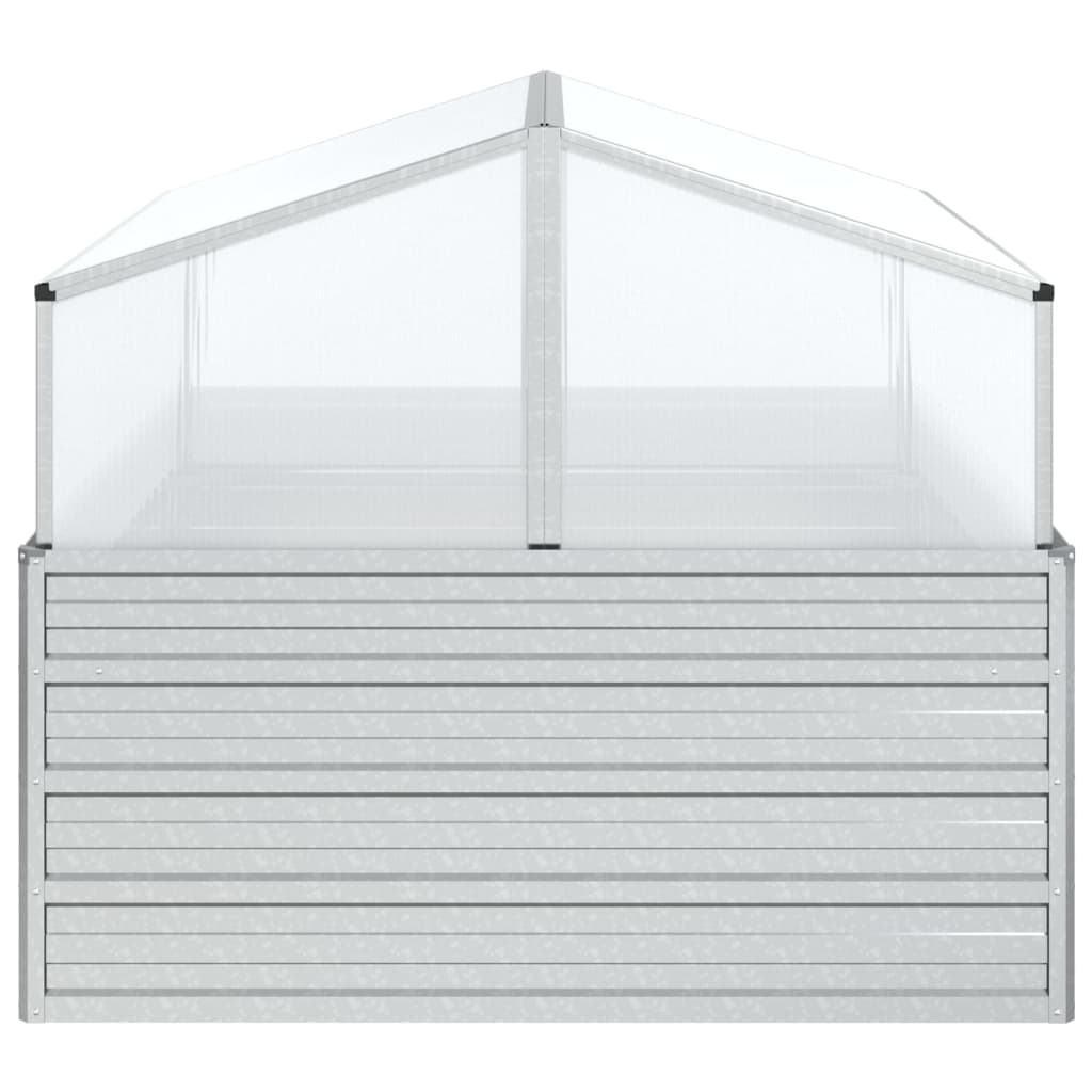 Letto Rialzato da Giardino con Serra 100x100x85 cm Argento