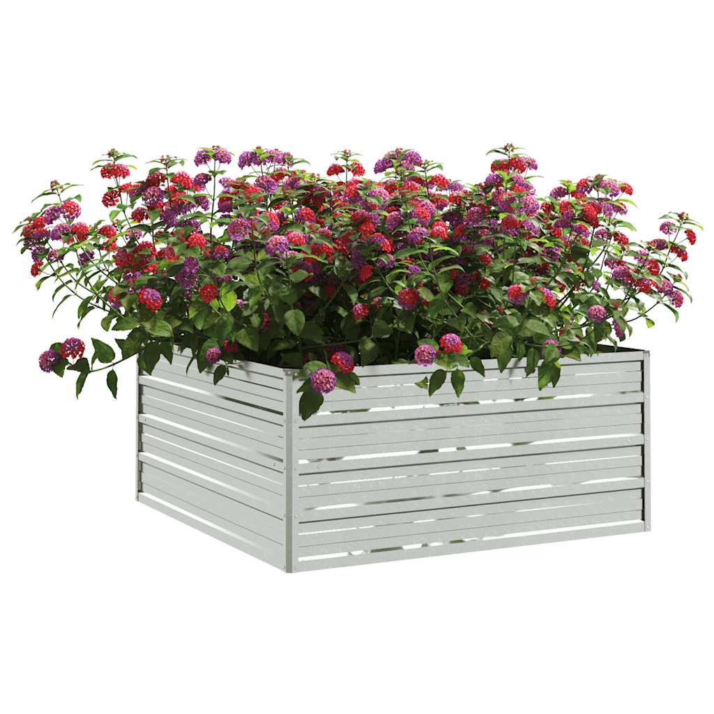 Letto Rialzato Giardino 100x100x45cm in Acciaio Zincato Argento