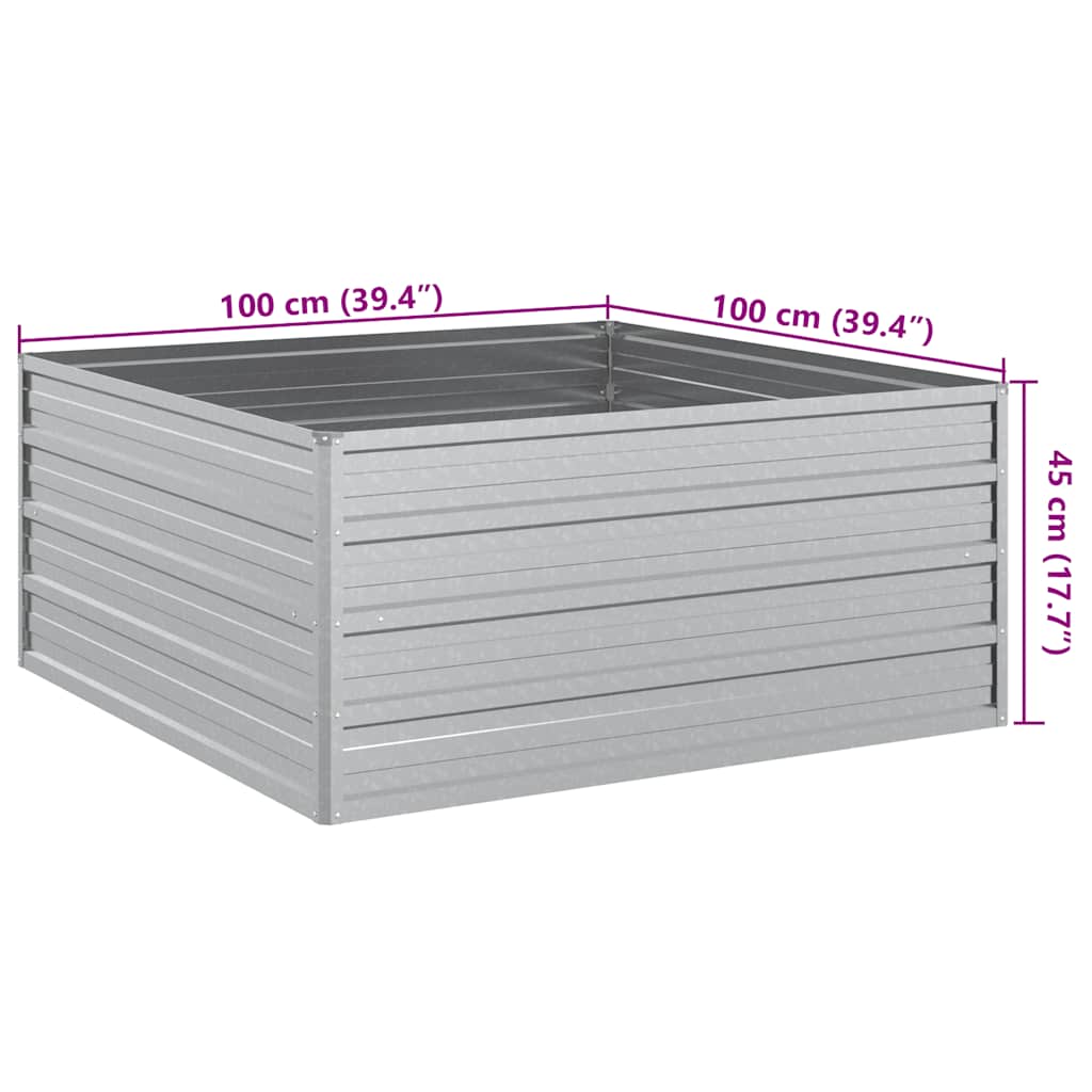 Letto Rialzato Giardino 100x100x45cm in Acciaio Zincato Argento