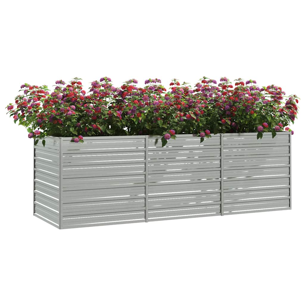 Letto Rialzato Giardino 240x80x77 cm in Acciaio Zincato Argento
