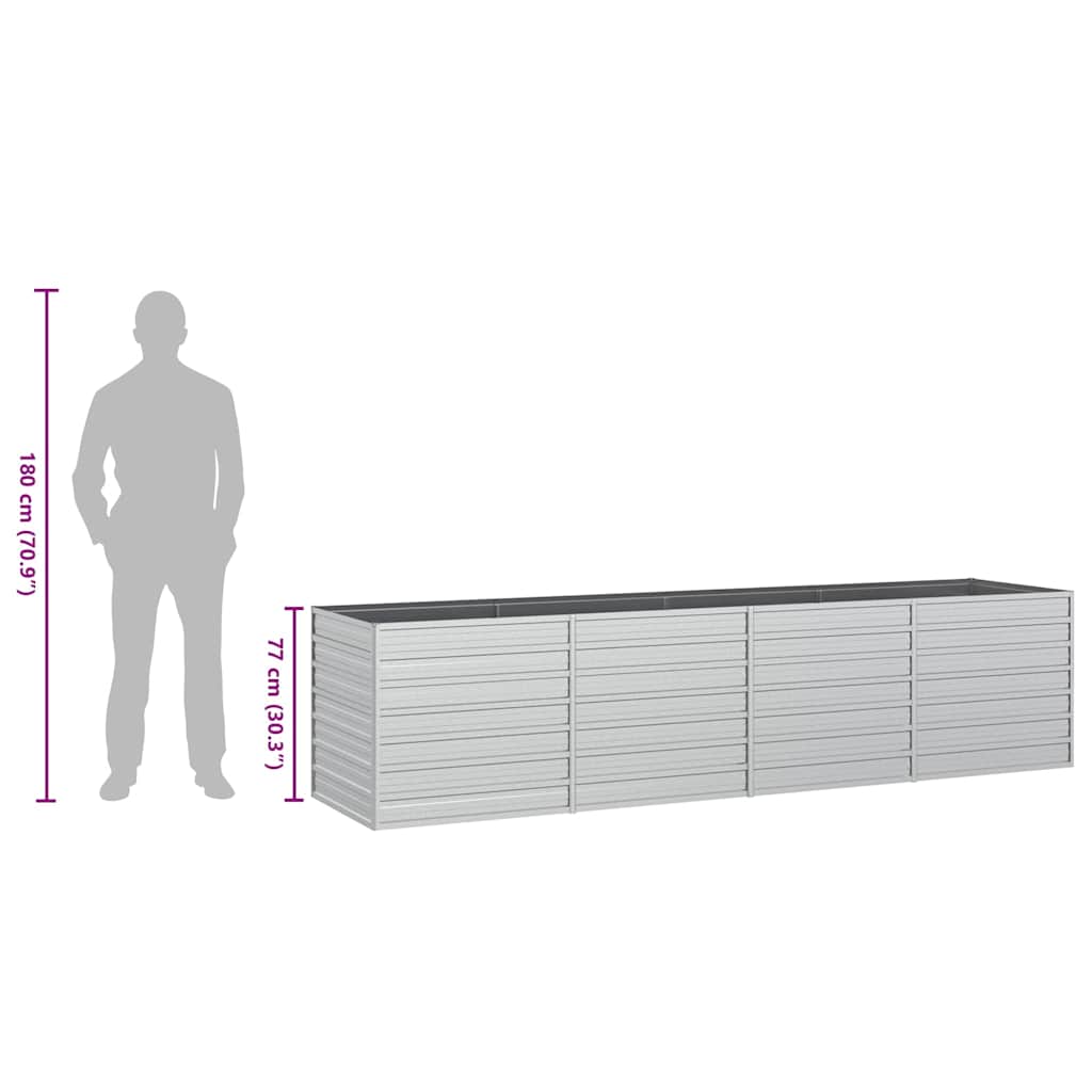 Letto Rialzato Giardino 320x80x77 cm in Acciaio Zincato Argento