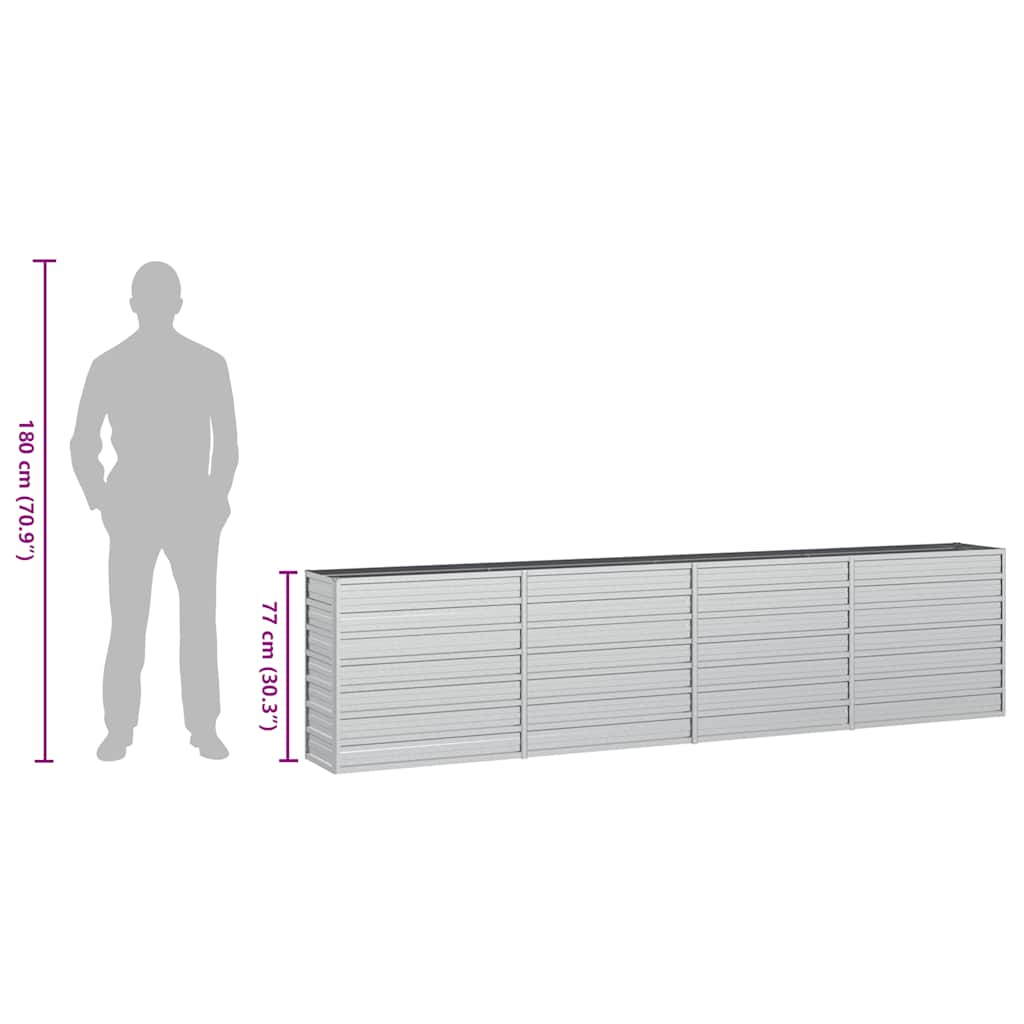Letto Rialzato Giardino 320x40x77 cm in Acciaio Zincato Argento