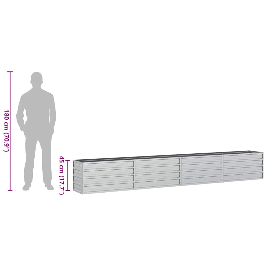 Letto Rialzato Giardino 320x40x45 cm in Acciaio Zincato Argento