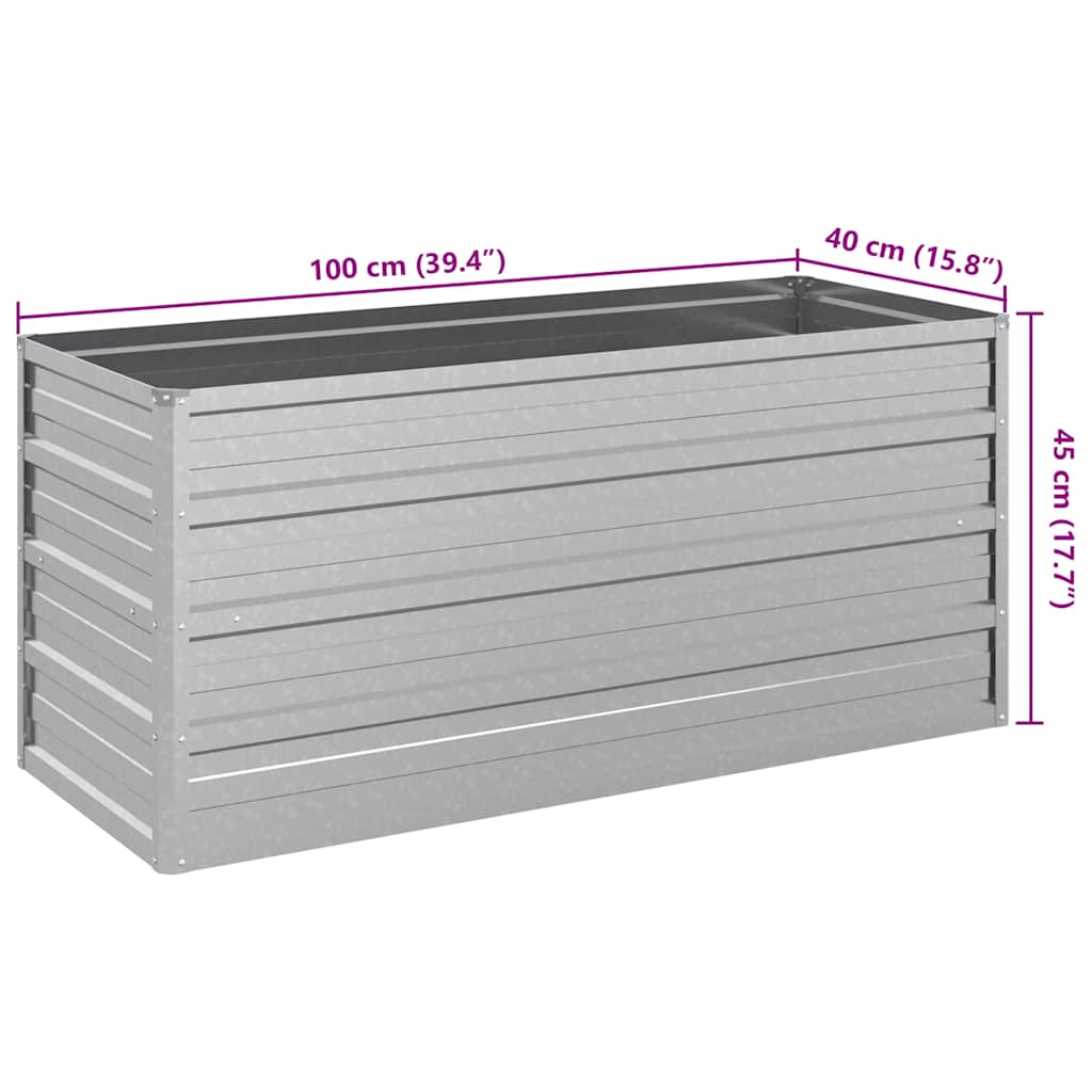 Letto Rialzato Giardino 100x40x45 cm in Acciaio Zincato Argento
