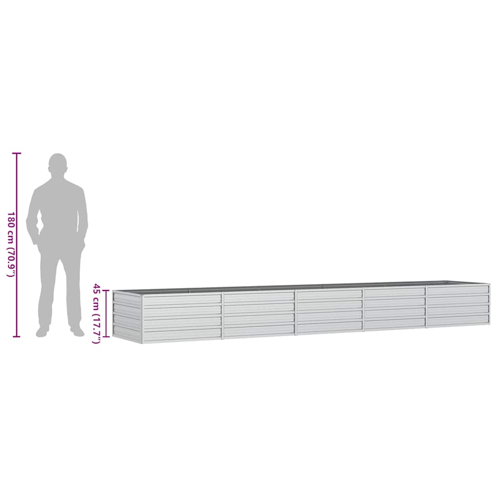 Letto Rialzato Giardino 400x80x45 cm in Acciaio Zincato Argento