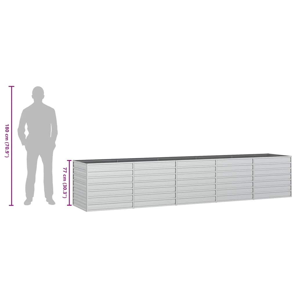 Letto Rialzato Giardino 400x80x77 cm in Acciaio Zincato Argento