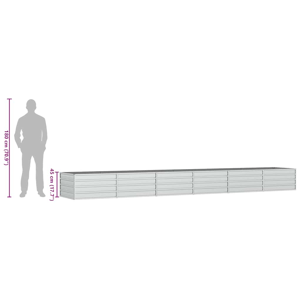 Letto Rialzato Giardino 480x80x45 cm in Acciaio Zincato Argento
