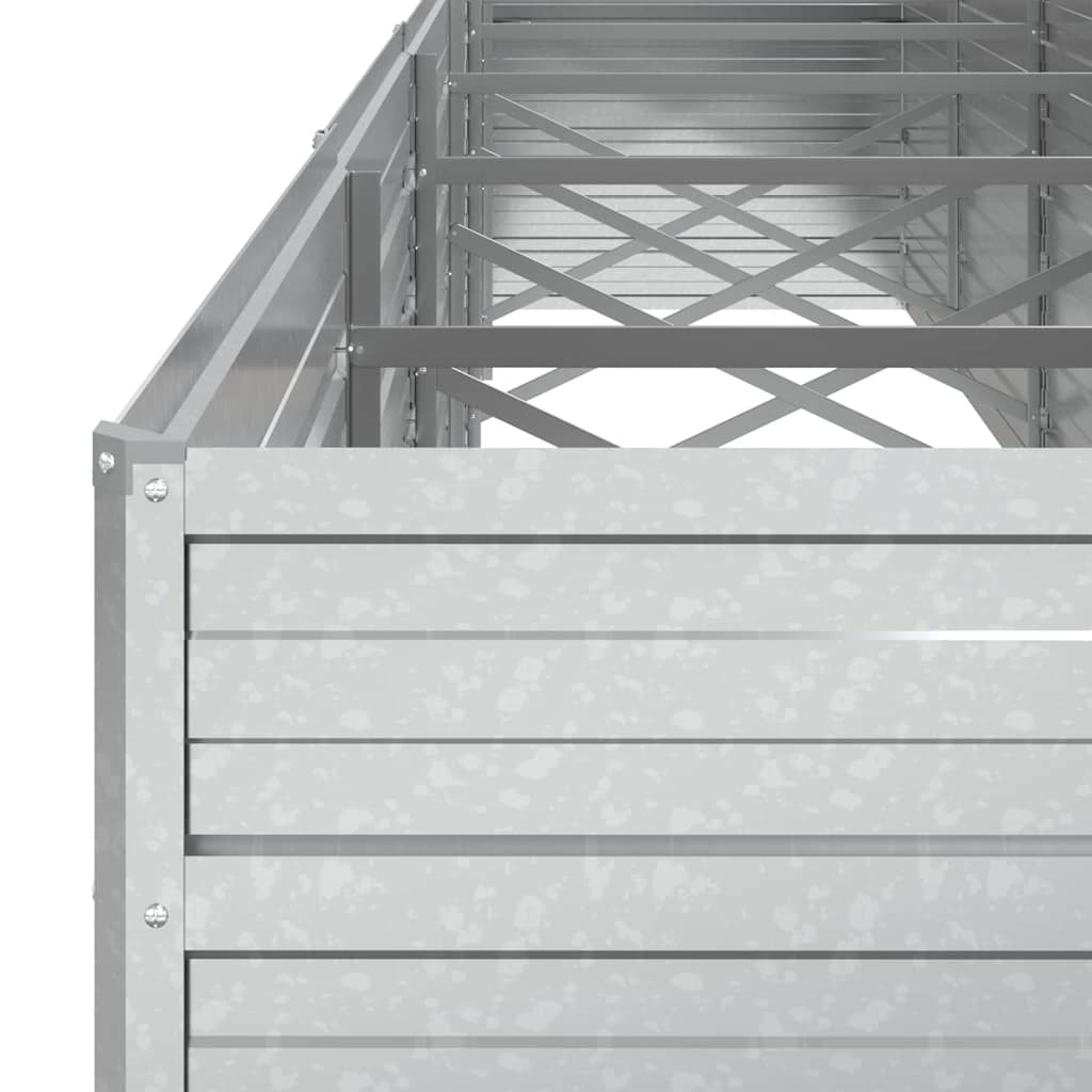Letto Rialzato Giardino 480x80x77 cm in Acciaio Zincato Argento