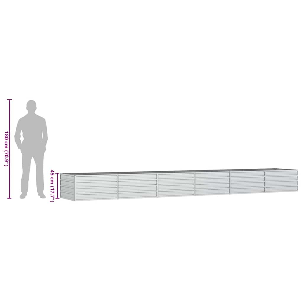 Letto Rialzato Giardino 480x80x77 cm in Acciaio Zincato Argento