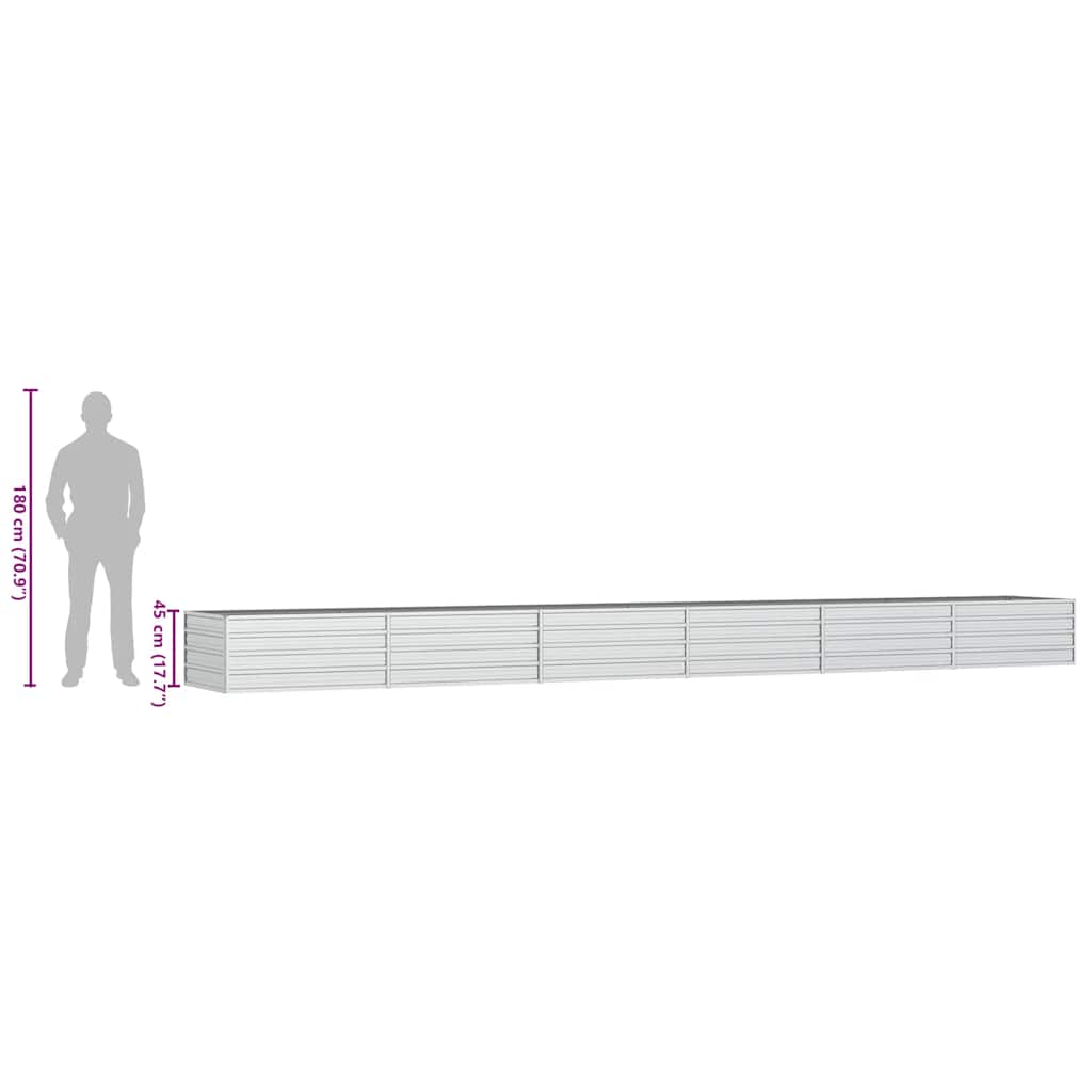 Letto Rialzato Giardino 600x80x45 cm in Acciaio Zincato Argento