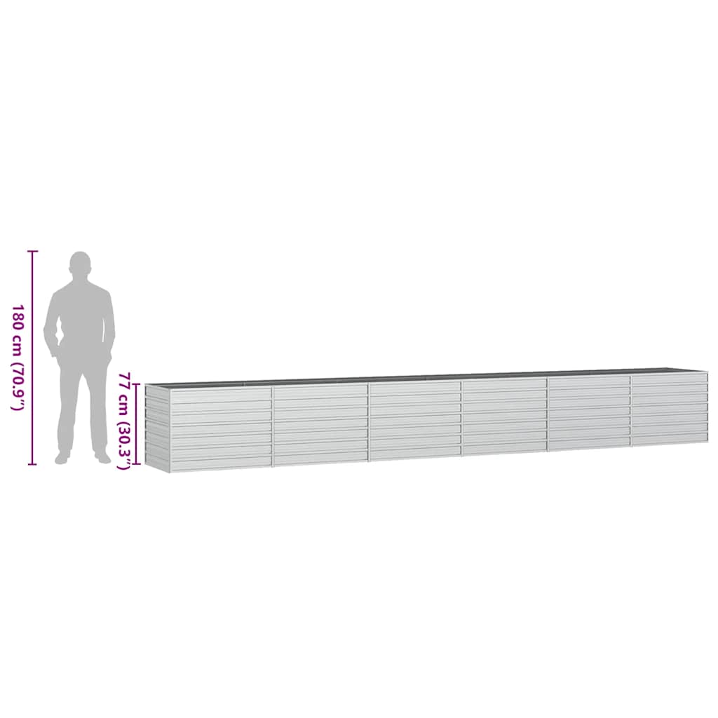 Letto Rialzato Giardino 600x80x77 cm in Acciaio Zincato Argento