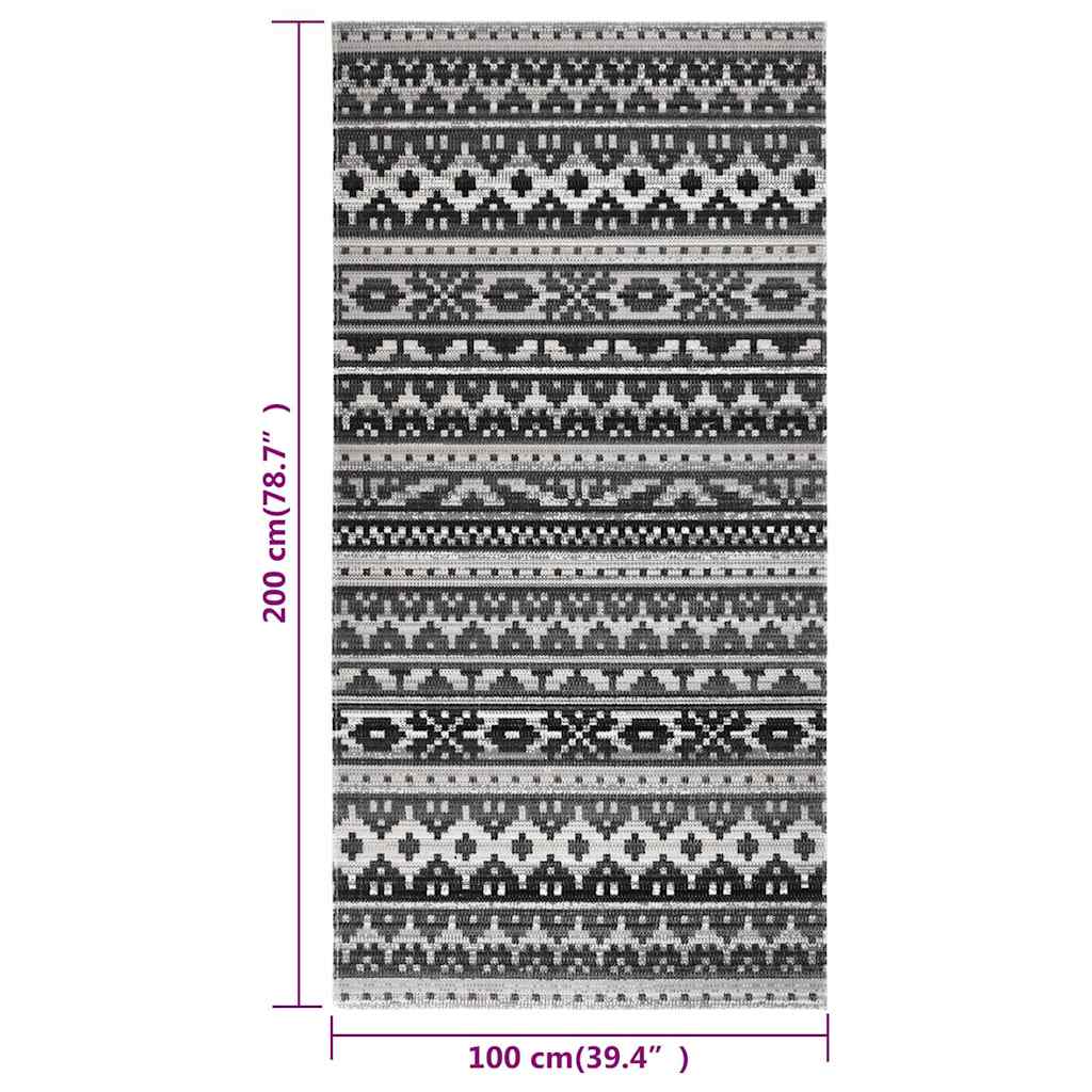 Tappeto da Esterni a Tessitura Piatta 100x200 cm Grigio Scuro