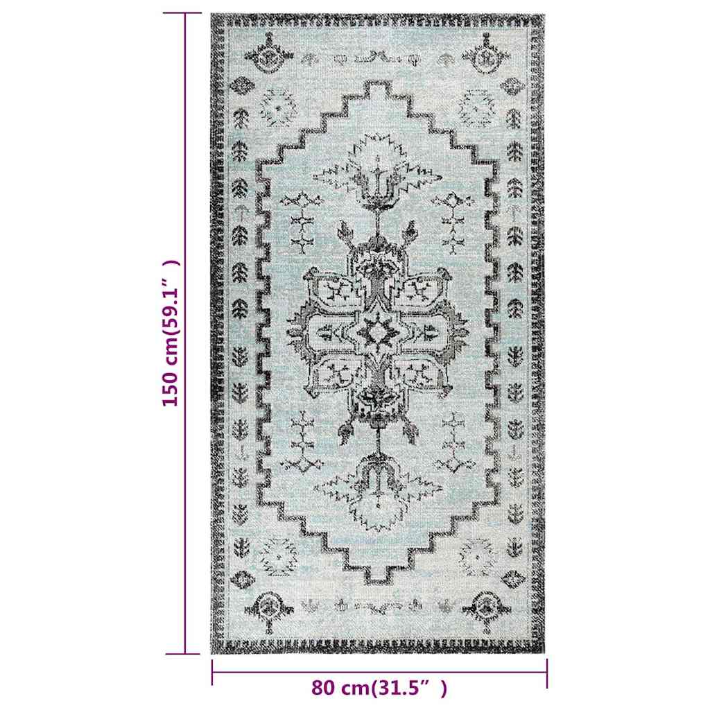 Tappeto da Esterni a Tessitura Piatta 80x150 cm Verde e Grigio