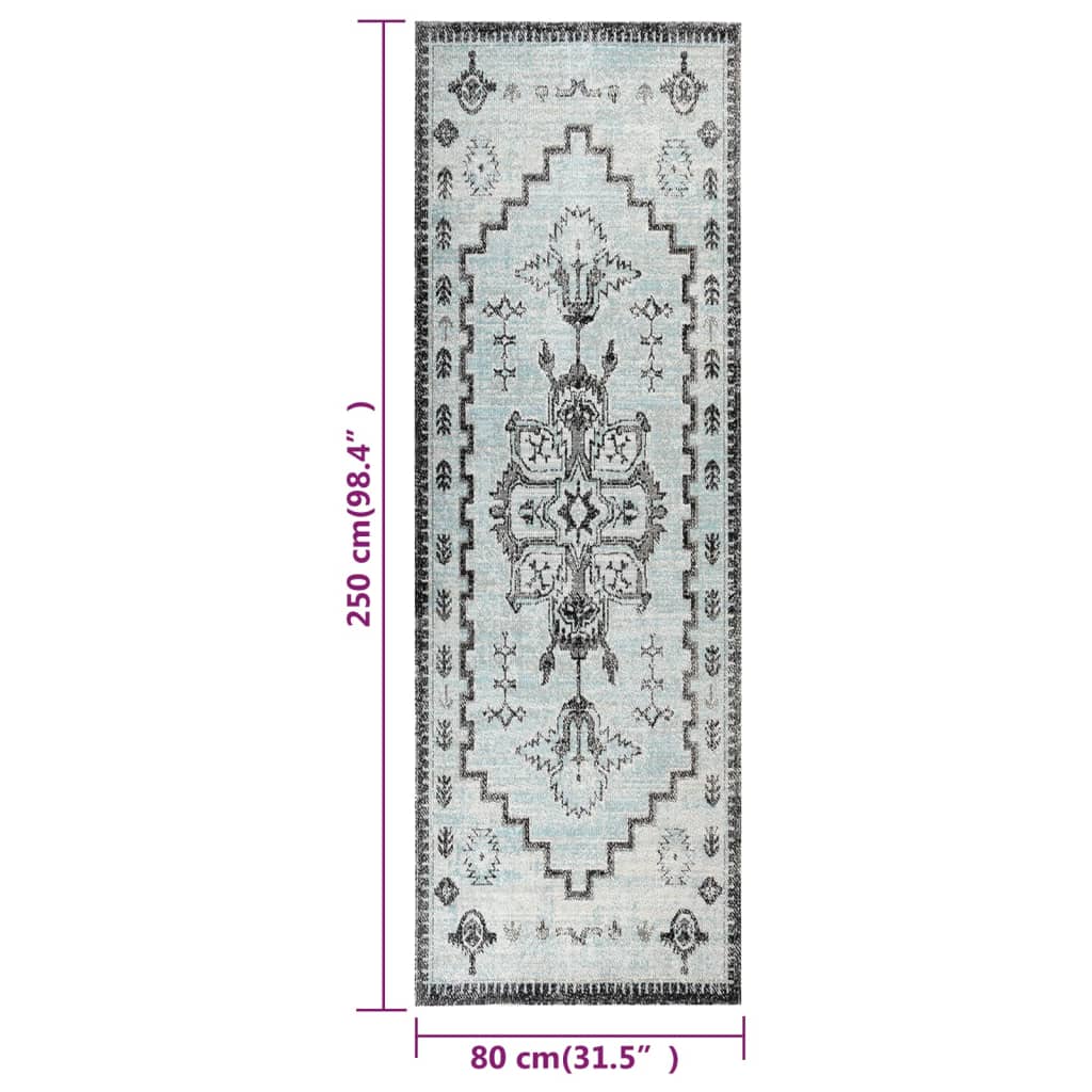 Tappeto da Esterni a Tessitura Piatta 80x250 cm Verde e Grigio