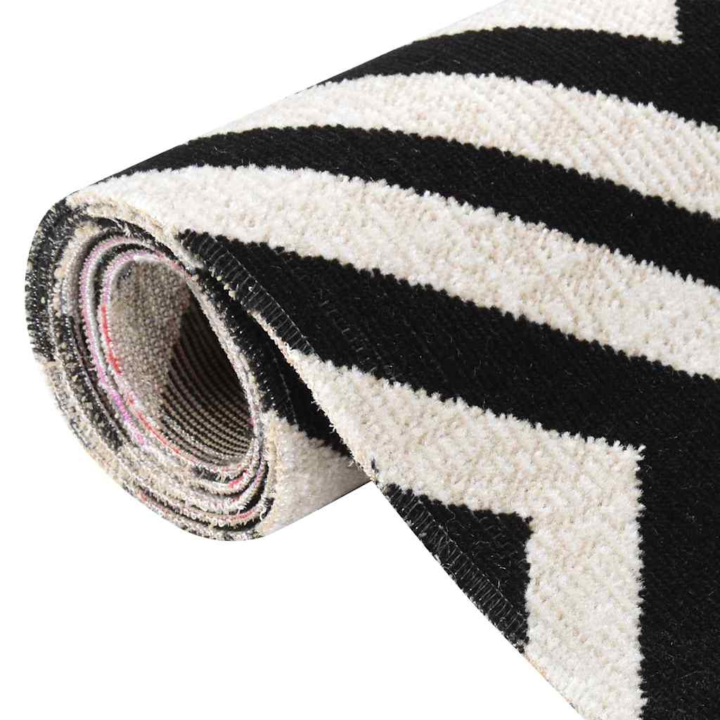Tappeto da Esterni a Tessitura Piatta 80x150 cm Nero e Beige