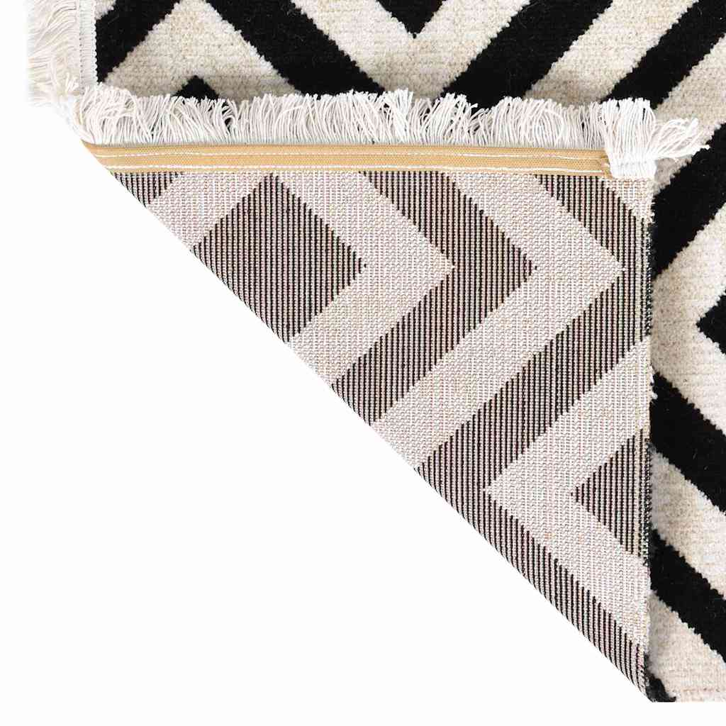 Tappeto da Esterni a Tessitura Piatta 80x150 cm Nero e Beige