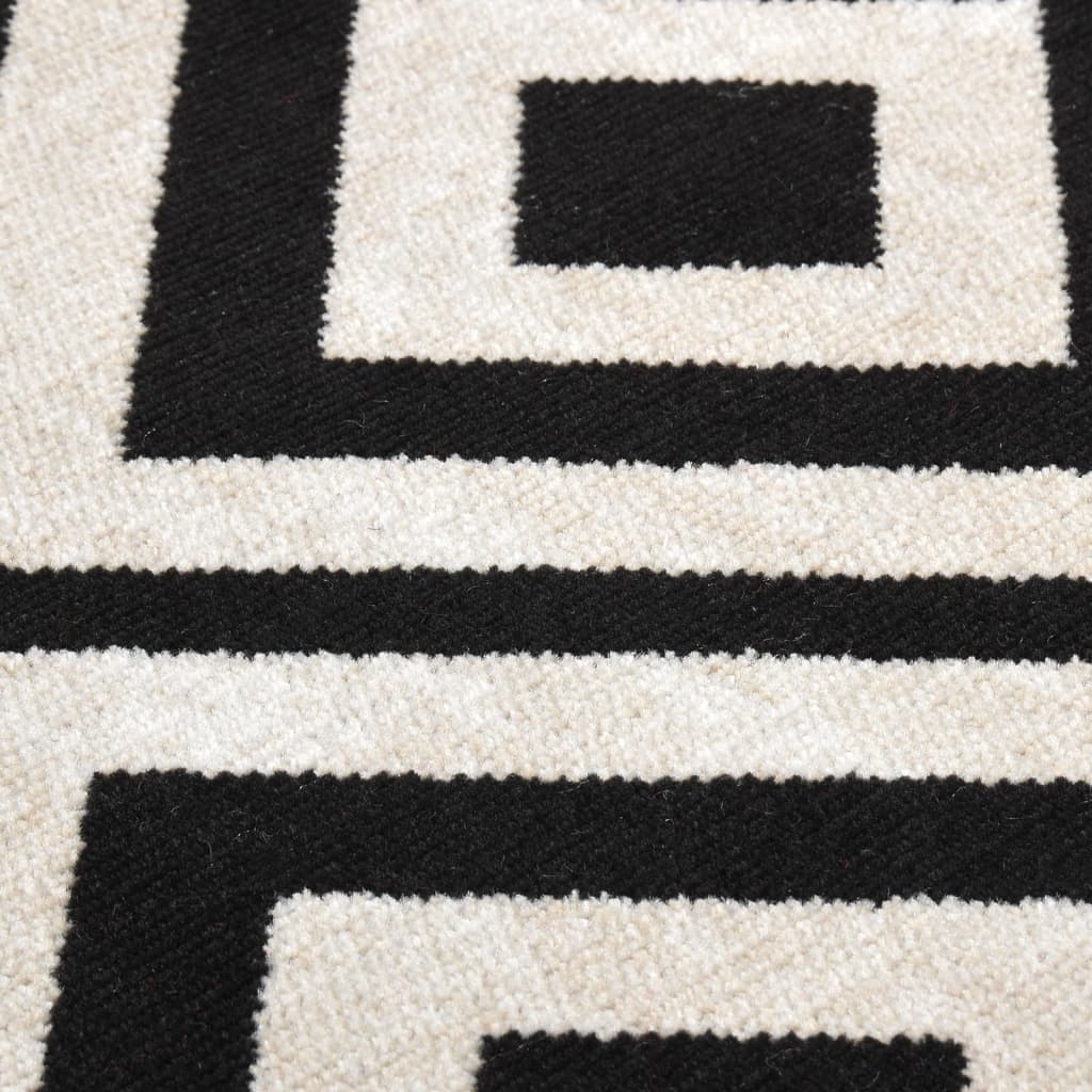 Tappeto da Esterni a Tessitura Piatta 100x200 cm Nero e Beige