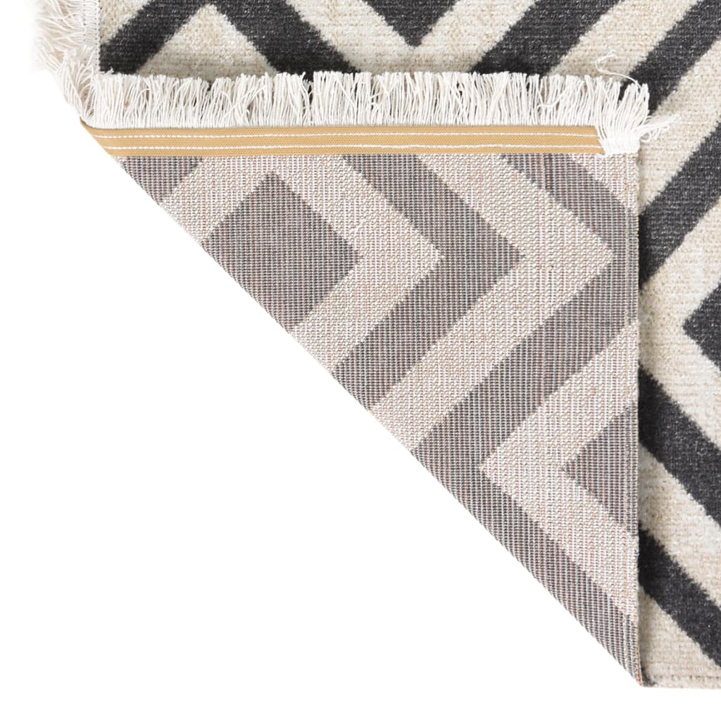 Tappeto da Esterni Tessitura Piatta 80x150 cm Nero Beige Chiaro