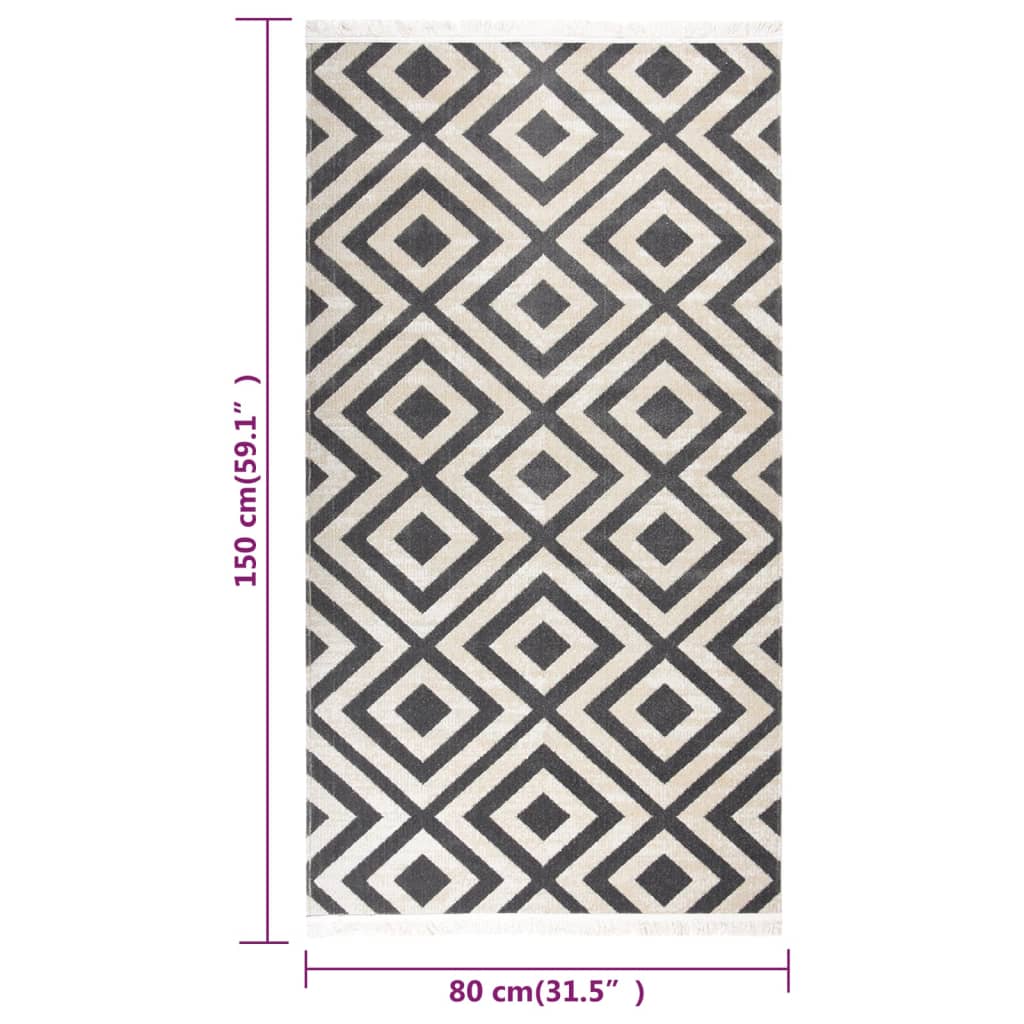 Tappeto da Esterni Tessitura Piatta 80x150 cm Nero Beige Chiaro